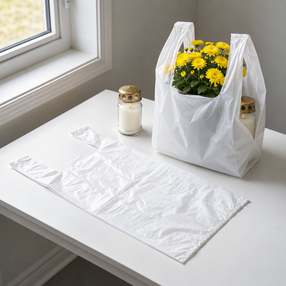 Reklamówka 30x55 cm z chryzantemą i zniczem
