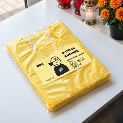 Paczka żółtych reklamówek HDPE 30x55 cm, 110 szt.