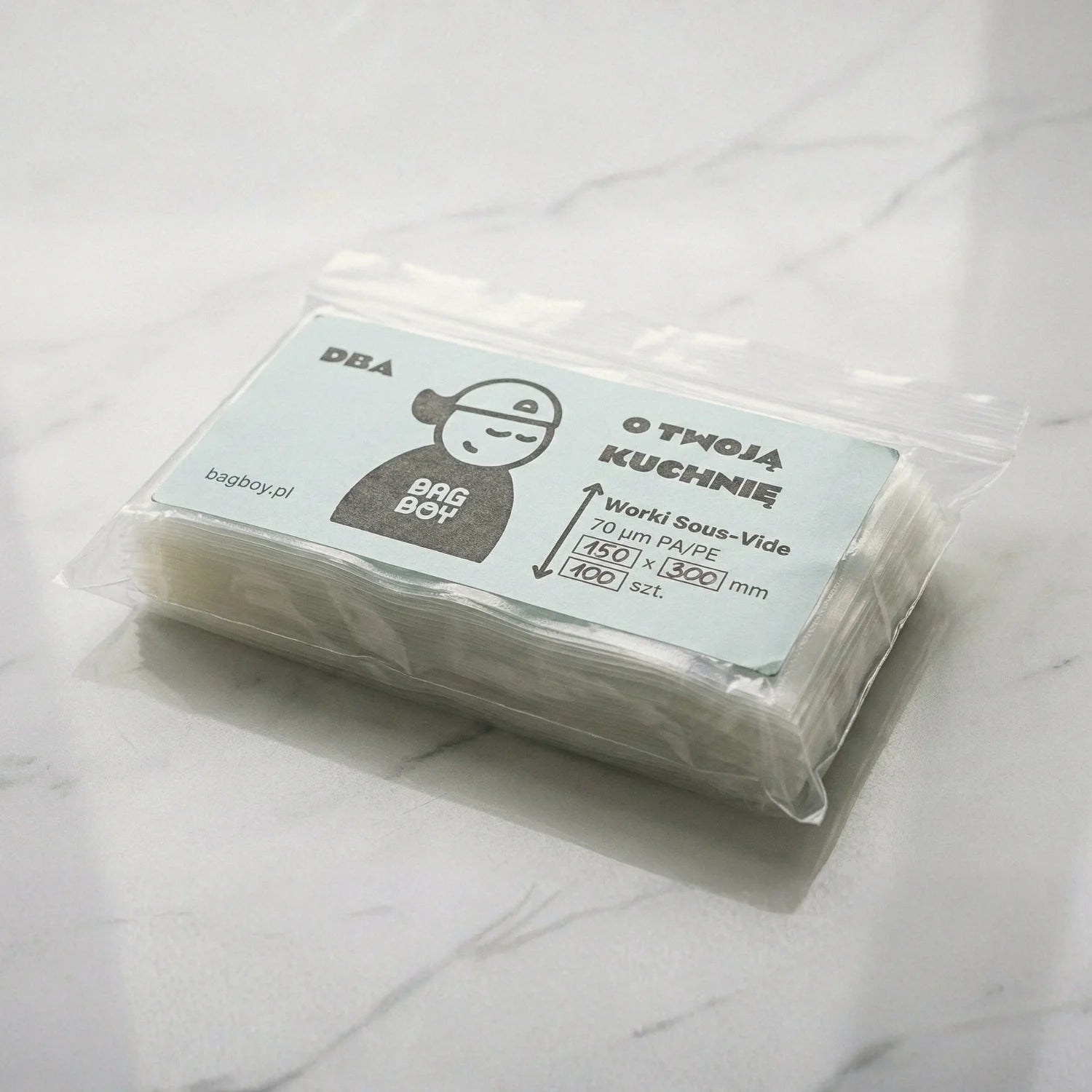 Worki do sous vide BagBoy 15x30cm – opakowanie 100 sztuk z etykietą.