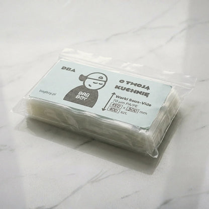 Worki do sous vide BagBoy 15x30cm – opakowanie 100 sztuk z etykietą.