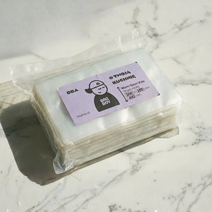 Worki do sous vide BagBoy 30x35cm – opakowanie 100 sztuk z etykietą.