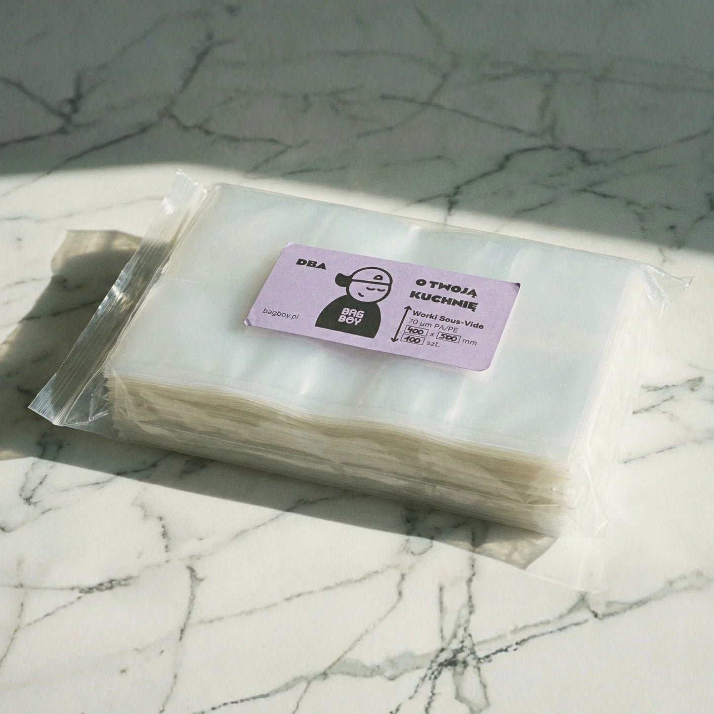 Worki do sous vide BagBoy 40x50cm – opakowanie 100 sztuk z etykietą.