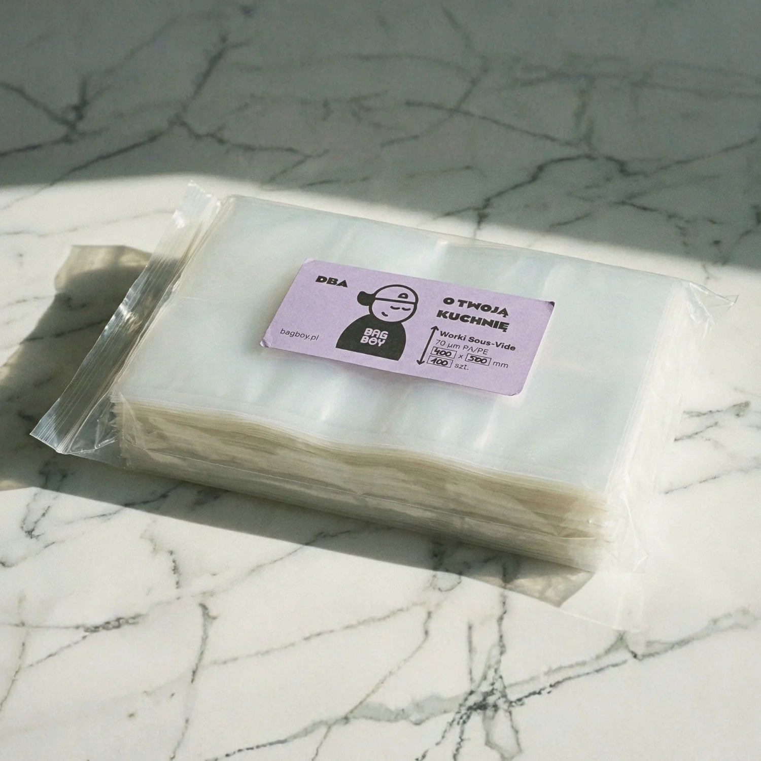 Worki do sous vide BagBoy 40x50cm – opakowanie 100 sztuk z etykietą.