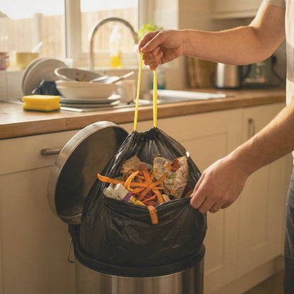 Worki na śmieci BagBoy 60L czarne – wynoszenie worka z kuchni.