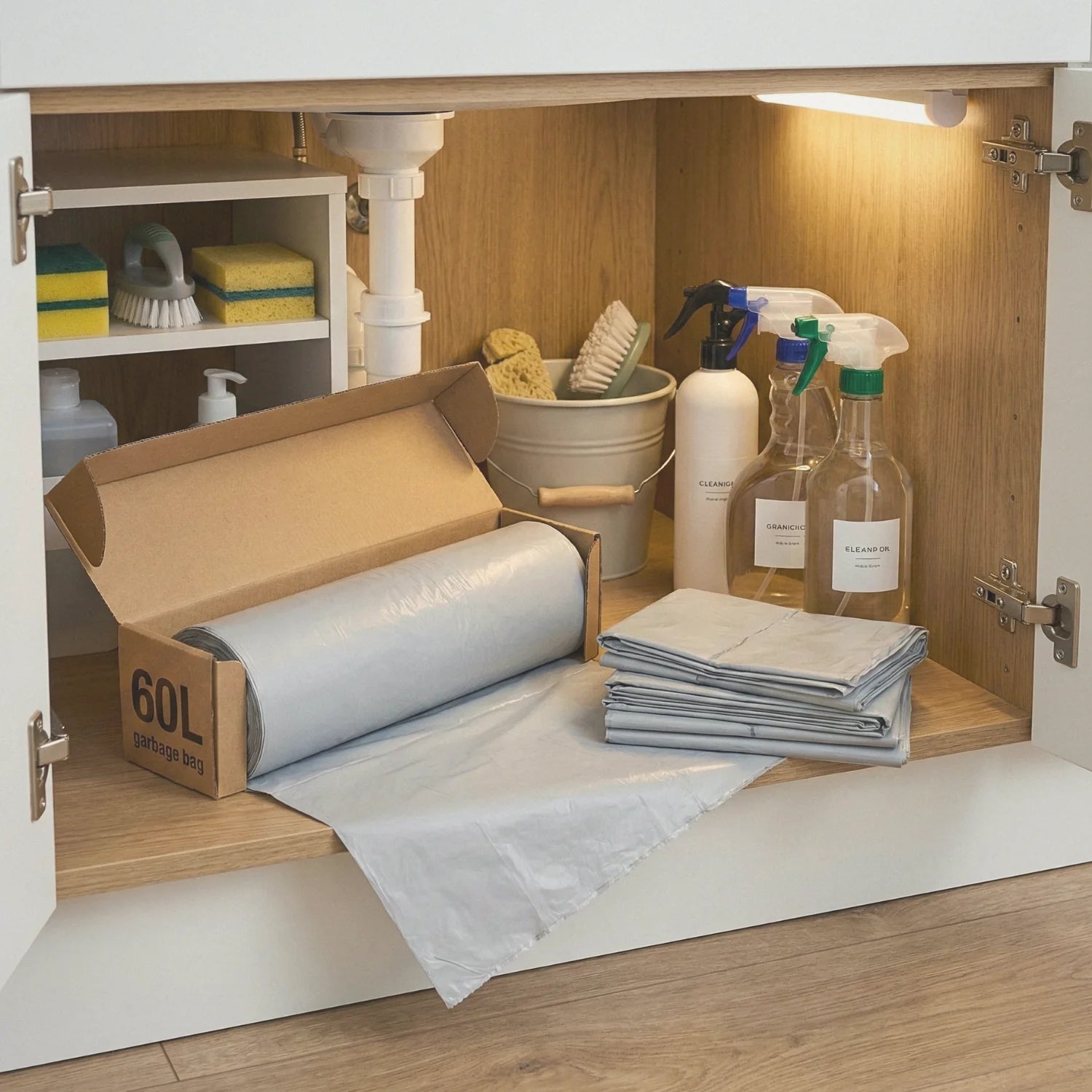 Worki na śmieci BagBoy 60L czarne 20szt – przechowywanie pod zlewem.